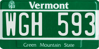 VT license plate WGH593