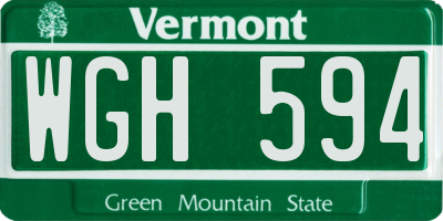 VT license plate WGH594