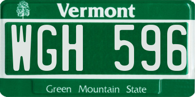 VT license plate WGH596