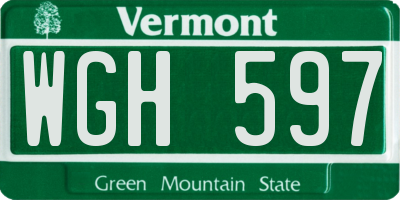 VT license plate WGH597