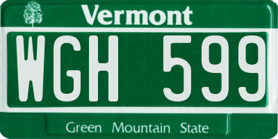 VT license plate WGH599