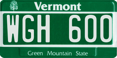 VT license plate WGH600