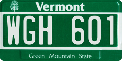 VT license plate WGH601