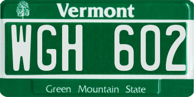 VT license plate WGH602