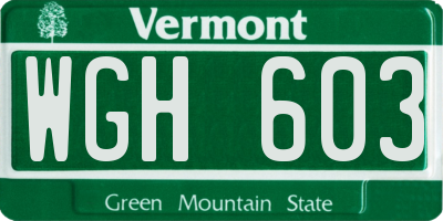 VT license plate WGH603
