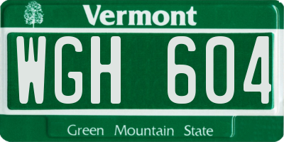 VT license plate WGH604