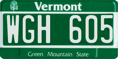 VT license plate WGH605