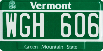 VT license plate WGH606