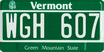 VT license plate WGH607