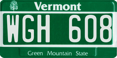 VT license plate WGH608