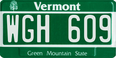 VT license plate WGH609