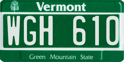 VT license plate WGH610