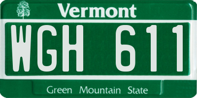 VT license plate WGH611