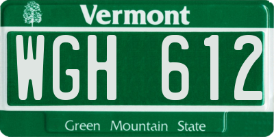 VT license plate WGH612
