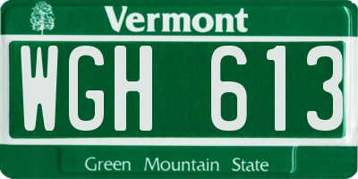 VT license plate WGH613