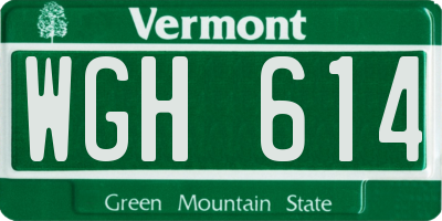 VT license plate WGH614