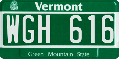 VT license plate WGH616