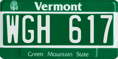 VT license plate WGH617