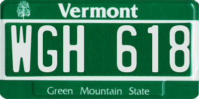VT license plate WGH618