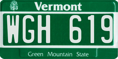 VT license plate WGH619