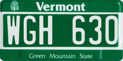 VT license plate WGH630