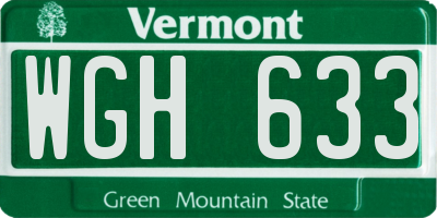 VT license plate WGH633
