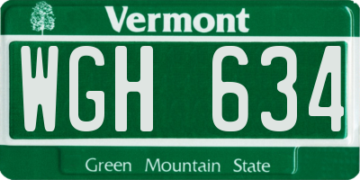 VT license plate WGH634