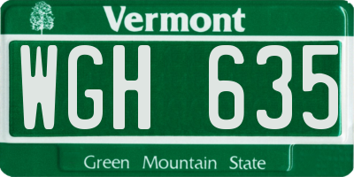 VT license plate WGH635