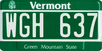 VT license plate WGH637