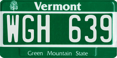 VT license plate WGH639