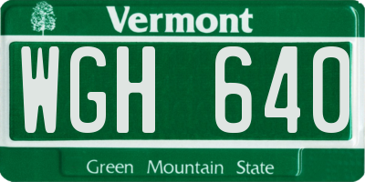 VT license plate WGH640