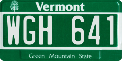 VT license plate WGH641