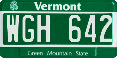 VT license plate WGH642