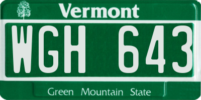 VT license plate WGH643