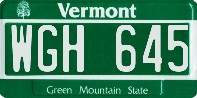 VT license plate WGH645