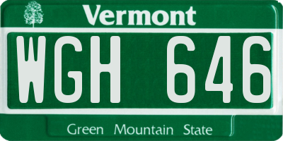 VT license plate WGH646