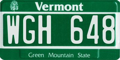 VT license plate WGH648