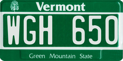 VT license plate WGH650
