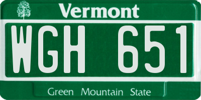 VT license plate WGH651