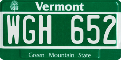 VT license plate WGH652