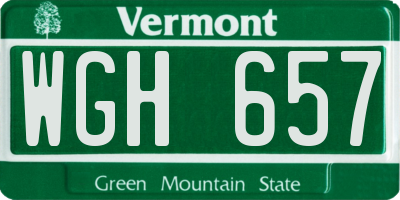 VT license plate WGH657