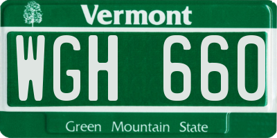 VT license plate WGH660