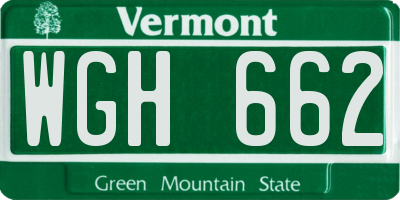 VT license plate WGH662