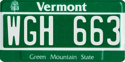 VT license plate WGH663