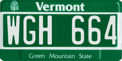 VT license plate WGH664