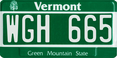 VT license plate WGH665