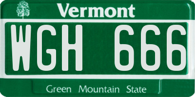 VT license plate WGH666