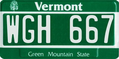 VT license plate WGH667