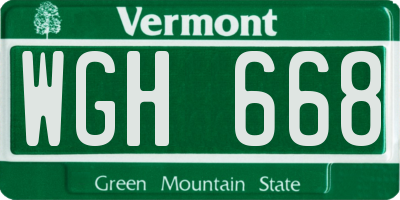 VT license plate WGH668