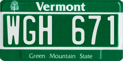VT license plate WGH671